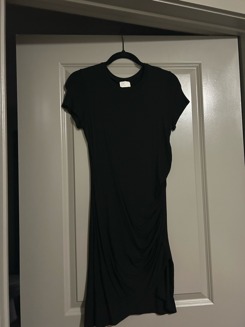 Classic Black Short-Sleeve Women’s Midi Dress